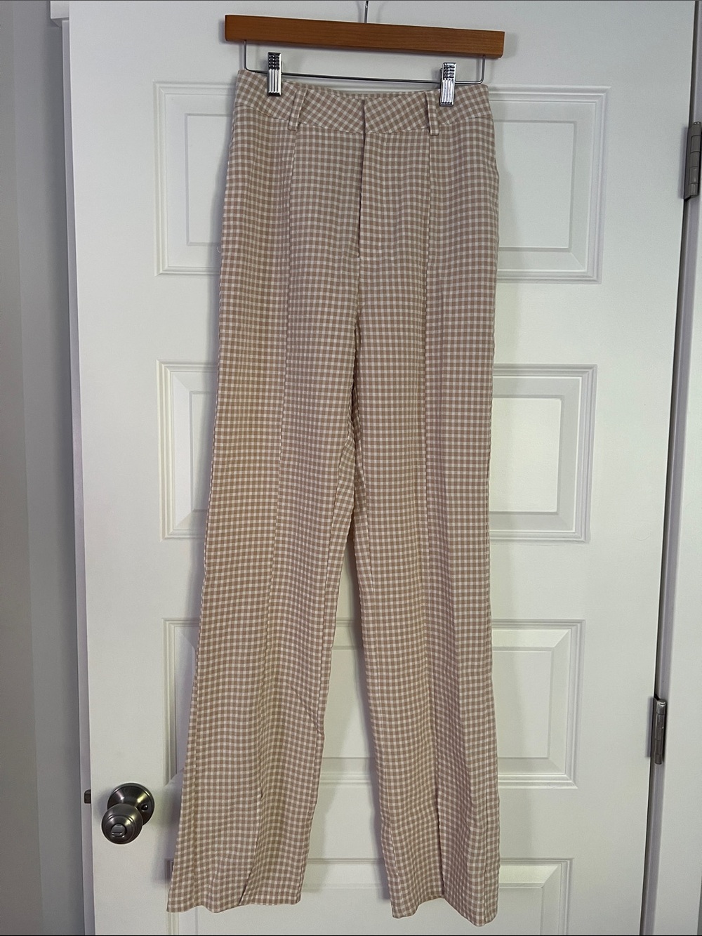 Beige Gingham Pants size S